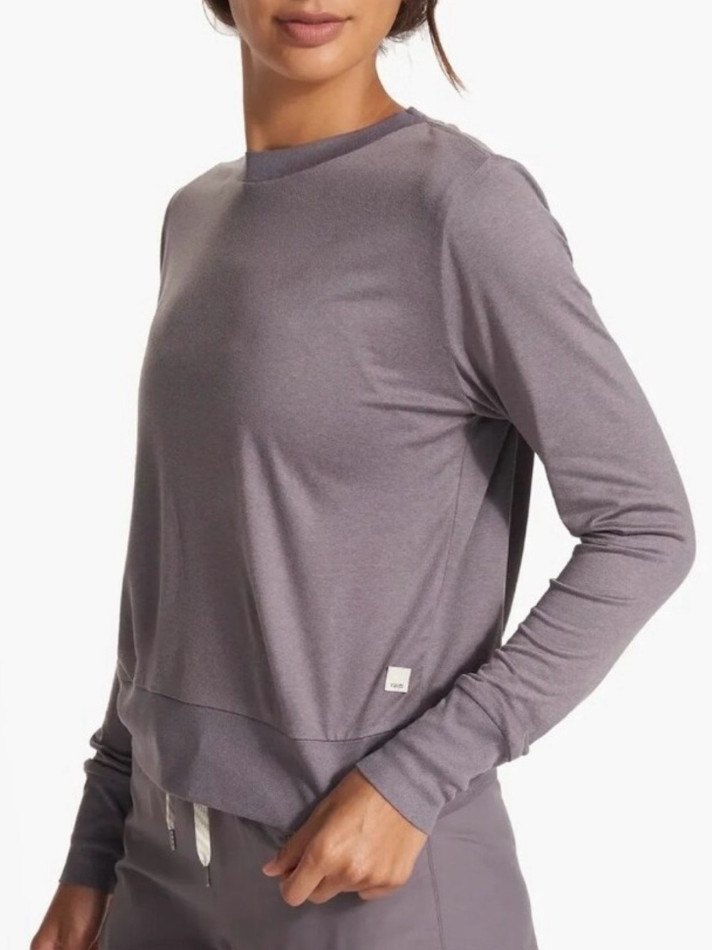 Vuori Women's Daydream Crew Long Sleeve Tee Heathered Plum Purple Gray Sz  M